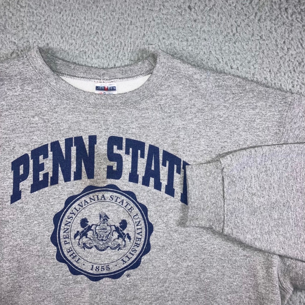 VTG Jerzees Penn State University Sweatshirt Men XL Heather Gray Crewneck Fleece